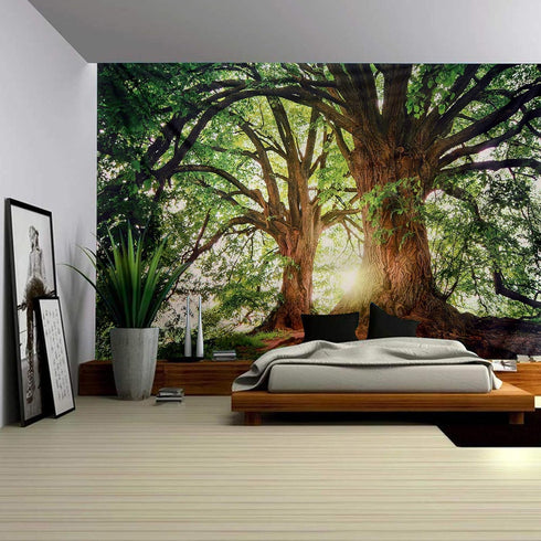 ENJOHOS Dark Green Landscape Nature Tapestry Home Decor Extra Large Wall Hanging Tree Tapestry Enchanted Forest Backdrop for Bedroom Living Room I...
