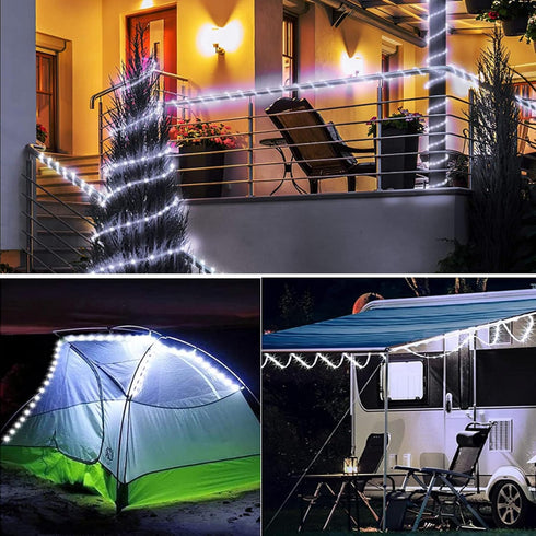 Solar Rope Lights Outdoor Waterproof, 39FT 100LED Outdoor String Lights Clear PVC Tube Fairy Lights, 8 Modes Trampoline Lights for Pool Tree Garde...