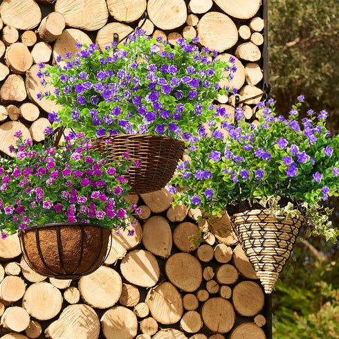Artificial Flowers, Fake Outdoor UV Resistant Plants Faux Plastic Greenery Shrubs Indoor Outside Hanging Planter Home Kitchen Office Wedding, Gard...