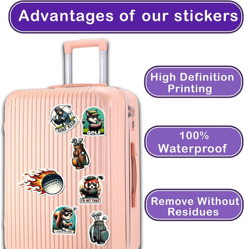Pack 50 PCS Golf Stickers Print Waterproof Vinyl Decals Items for Golfer Adults Men Women Sports Lovers Labels Decorative Scrapbooking Water Bottl...