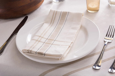 DII French Stripe Tabletop Collection Farmhouse Style Dining Table Linen Napkin Set, 20x20, White Chambray, 6 Piece...