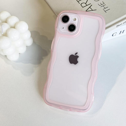 for iPhone 15 Plus Case, Cute Kawaii Curly Wave Frame Shape Soft TPU Silicone Phone Case with iPhone 15 Plus, Shockproof Protective Phone Cover fo...