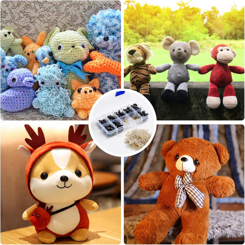 270PCS Safety Eyes and Noses, Black Plastic Eyes and Teddy Bear Nose with Washers for Doll Making for Crafts...