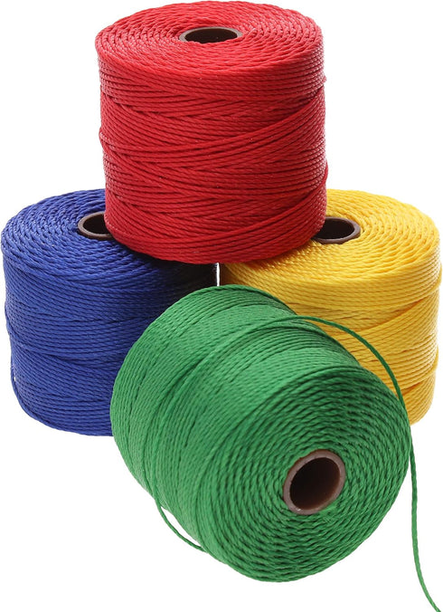 The Beadsmith S-Lon #18 Nylon Cord – Primary Mix – Tex210 Cord, 5mm Diameter, 4-Pack, 77 Yard Spools – for Stringing Beading Crochet, Micro-Macram...