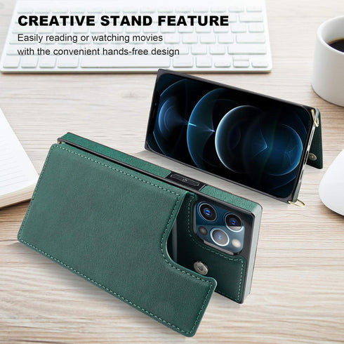 Bocasal Crossbody Wallet Case for iPhone 12 Pro Max Credit Card Holder PU Leather Kickstand Shockproof Detachable Cross Body Strap Lanyard Magneti...