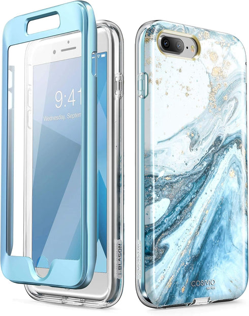i-Blason Cosmo Glitter Clear Bumper Case for iPhone 8 Plus/iPhone 7 Plus, Blue...