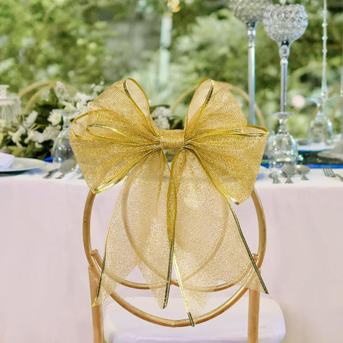 1 Roll 4 Inch Wide 10 Yd Gold Glitter Wired Ribbon, Metallic Gold Mesh Wired Edge Ribbon for Christmas Tree Décor, Gift Wrapping Box, Bows, Wreath...