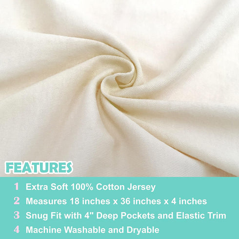 American Baby Company 2 Pack 100% Natural Cotton Fitted Cradle/Bassinet Sheets 36" x 18" - Soft, Breathable & Hypoallergenic Bed Sheets, Ecru, Neu...