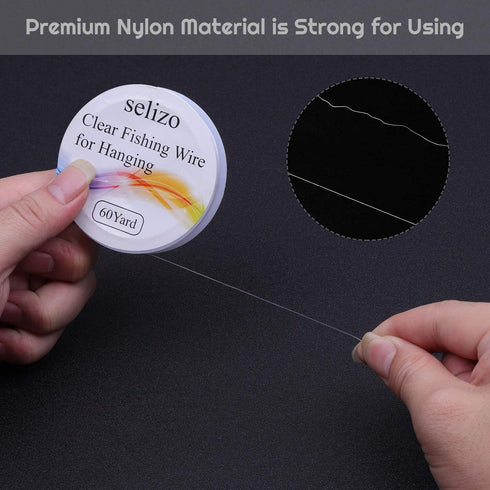 Fishing Wire, Selizo 3Pcs Clear Fishing Line Jewelry String Invisible Nylon Thread for Hanging Decorations, Beading and Crafts (3 Sizes, 60 Yards ...