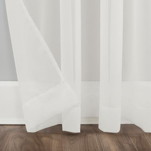 No. 918 Emily Sheer Voile Grommet Curtain Panel, 59" x 63", Eggshell Off-White...