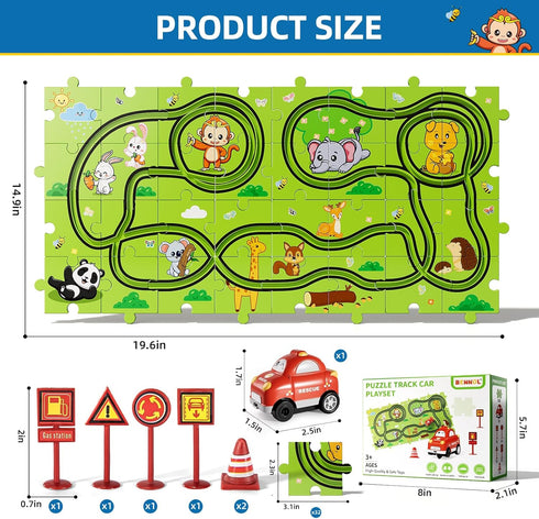 Bennol Toddler Toys Gifts for 3 4 5 Year Old Boys, 39 Jigsaw Puzzle Race Track Car Set Toys for Kids Boys Toddlers 3-5 4-6, Puzzle Tracks Car Toys...
