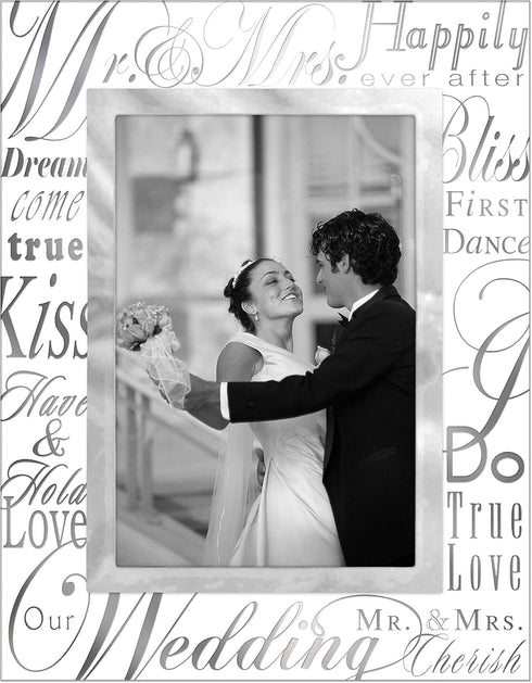 Malden International Designs Mirrored Glass With Silver Metal Inner Border Mr. and Mrs. Picture Frame, 4x6, Silver...