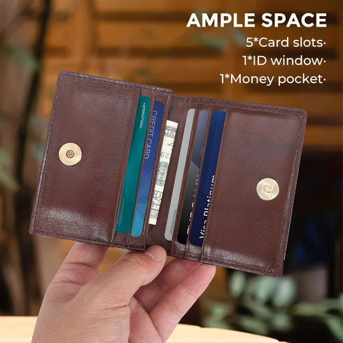 RFID Blocking Front Pocket Minimalist Slim Leather Bifold Wallet Credit Card Case Holder ID Window...