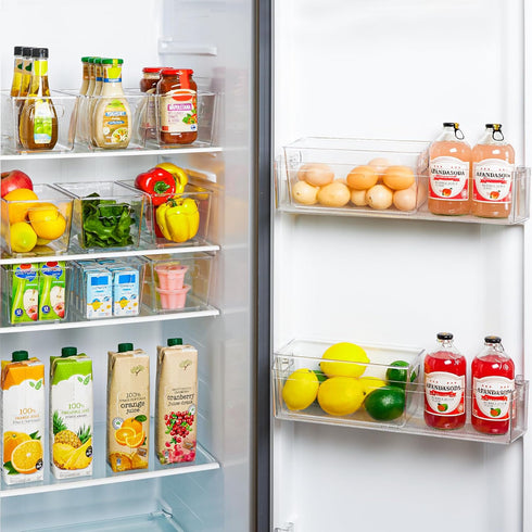 Vtopmart Clear Plastic Pantry Organizer Bins, 6 PCS Food Storage Bins with Handle for Refrigerator, Fridge, Cabinet, Kitchen, Countertops, Cupboar...