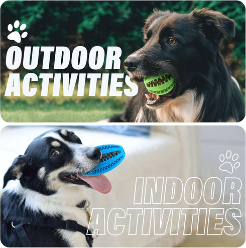 2 Pack Dogs Teething Chew Balls, Interactive Puzzle Dogs Toys for Clean Teeth and Training, Dog Balls for Puppy & Medium Dog (1 Blue +1 Green)...