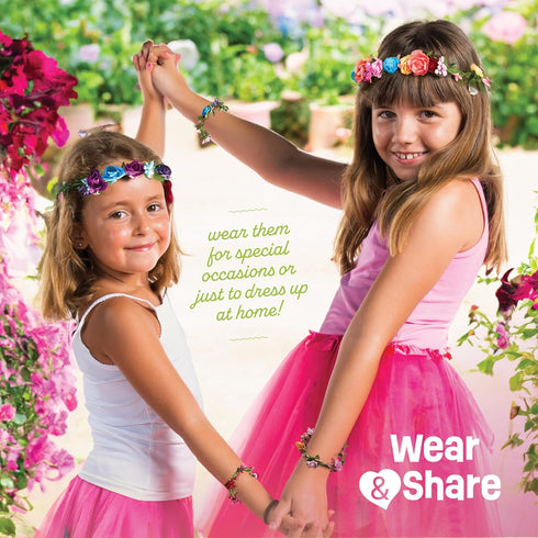 Flower Crown & Bracelet Making Kit for Kids - Crafts for Girls Ages 6-8 Years Old - Arts & Craft Birthday Gifts for Girl Age 6, 7, 8, 9, 10 Year O...