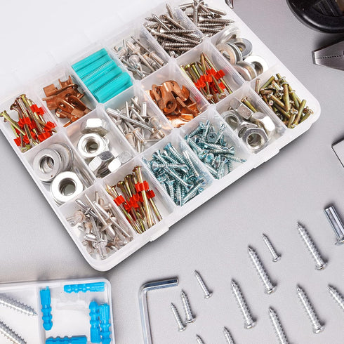 18 Grids Plastic Organizer Box with Dividers, Exptolii Clear Compartment Container Storage for Washi Tapes Beads Crafts Jewelry Fishing Tackles, S...