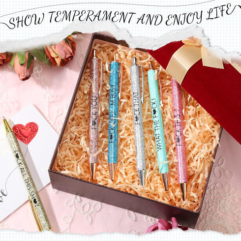 12 Pcs Quotes Sparkly Fancy Pen Inspirational Glitter Ballpoint Pen with Motivational Messages Cute Pens Metal Inspirational Metal Black Ink Pens(...