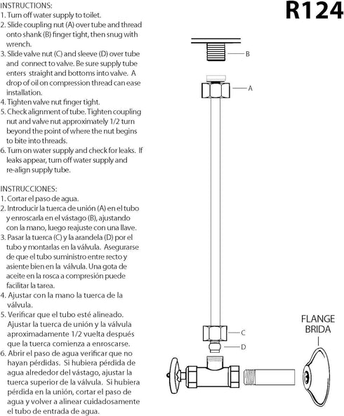 Westbrass R124-05 3/8" x 20" Flat Head Toilet Supply Riser, 1-Pack, Polished Nickel...