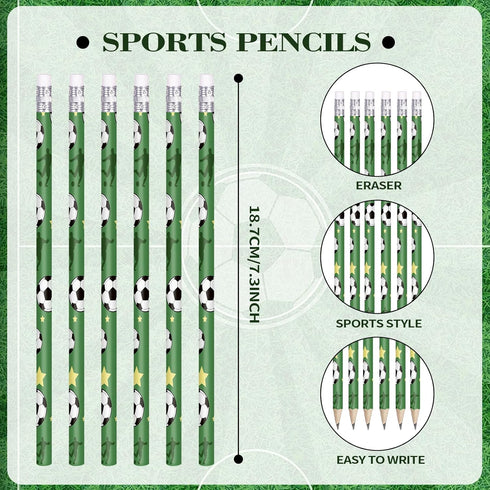 48 Soccer Pencils Sports Ball Pencils with Erasers Fun Wooden Sports Pencils Birthday Pencil Drawing Pencils for School Office Stationery Class Re...