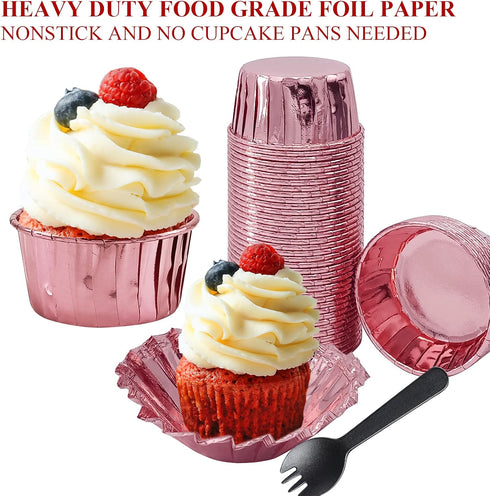 5.5 Oz Foil Muffin Cups Muffin Tins 50 Pack,LNYZQUS Jumbo Cupcake Liners With Lids,Disposable Ramekins Pans Cupcake Cups Wrappers,Cupcake Baking C...