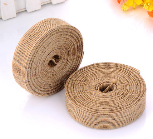 Pangda 2 Rolls Natural Burlap Fabric Ribbon Wedding Events DIY Craft Ribbon Brown Rustic Ribbon for Floral Garland Scrapbook Wrapping Home Decor, ...