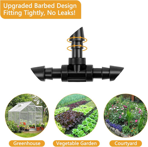 50 Pieces Drip Irrigation Fittings, 1/4 Inch Barbed Tee Fittings, Barbed Connectors for 1/4 Inch Irrigation Tubing for Drip Sprinkler Garden Lawn ...