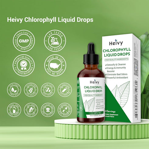 Chlorophyll Liquid Drops, Internal Deodorizer, Detox, Cleanse, Antioxidant, Overall Health Support, 100% Natural, Gluten Free, 2 FL OZ...