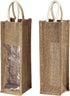 Peohud 3 Pack Burlap Wine Bottle Bags, Jute Wine Gift Bag with Window and Handle, Reusable Wine Carrier Tote Bags for Wedding Birthday Party Chris...