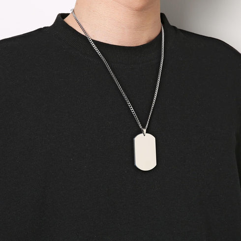 HZMAN Mens High Polishing Stainless Steel Dog Tag Pendant Necklace 22+2 Inch Link Chain...