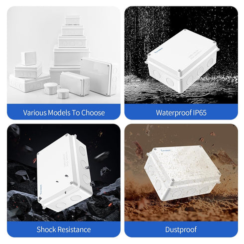 Waterproof Electrical Junction Box (5.9"x4.3"x2.8") with 10 Reserved Holes for Electronics - Sturdy ABS Plastic IP65 Dustproof Project Enclosure -...