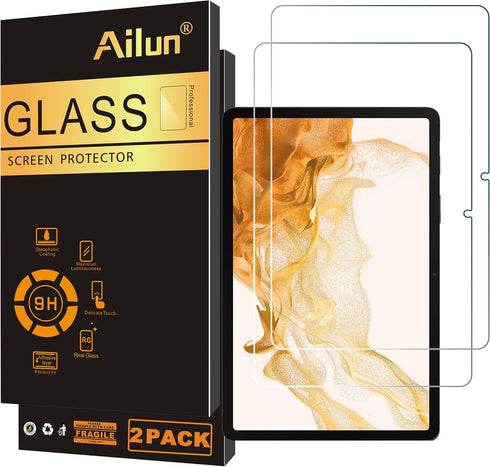 Ailun Screen Protector for Galaxy Tab S8 Plus/S7 FE/S7+, 12.4 inch 2Pack Tempered Glass 9H Hardness 2.5D Edge Ultra Clear Anti Scratch Case Friend...
