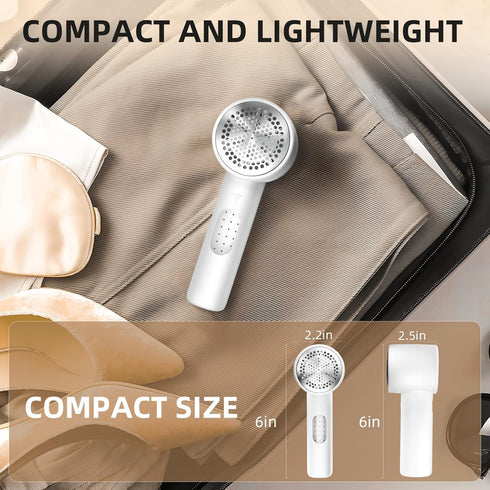 Fabric Shaver, Electric Lint Remover, Rechargeable Lint Shaver, Sweater Defuzzer to Remove Pilling, Battery Operated, 6-blade, 3-speed with LED Di...