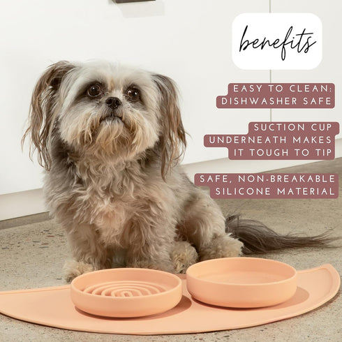 The Perfect Dish - Durable Dog Water Bowl - No Spill - Less Mess Non-Tippable Water & Food Bowl, Pure Silicone, Spill Proof with Suction Cup, Suit...
