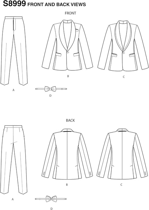 Simplicity Sewing Pattern S8899 AA Men's Tuxedo Jackets, Pants and Bow Tie, Size 34-42...