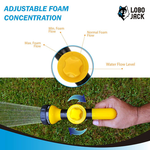Foam Sprayer Gun, Pressure Nozzle for Car Wash, Watering plants, Pet Shower, Outdoor Fun - 8 Watering Patterns and Soap Dispenser (Yellow)...