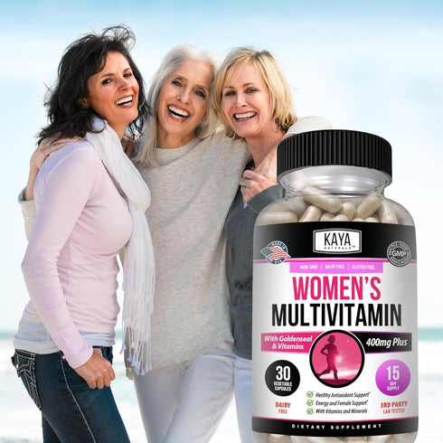 Kaya Naturals Women's Multivitamin, Overall Healthy Antioxidant, and Immune Support, Vitamins A, D, C, E, Biotin, Folic Acid, & Multi-Mineral, Ene...