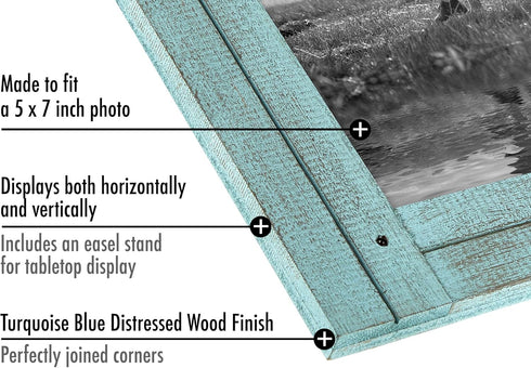 Americanflat 5x7 Picture Frame with Polished, Crystal Clear Glass - Hampton Collection - Distressed Wood Picture Frames for Tabletop and Wall Disp...