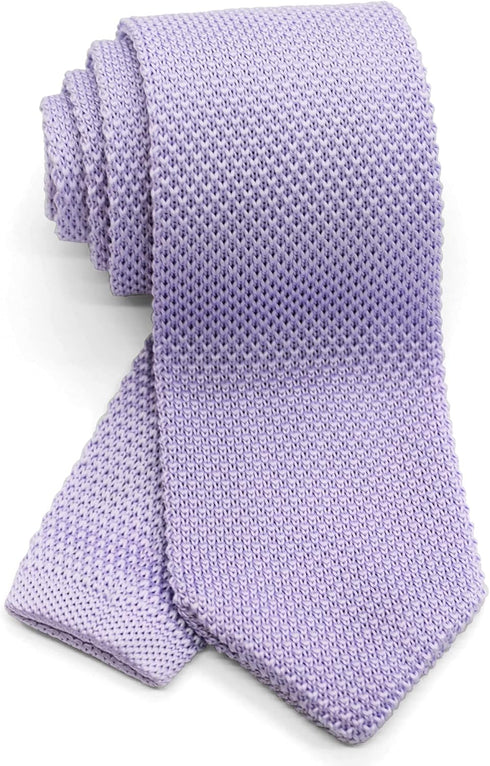 Men's Pointed Knit Tie Necktie Width 2.75 inches Washable Solid Color Lilac Pale Purple...