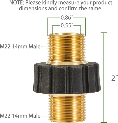 Pressure Washer Adapter Set, M22-14mm Male Fitting to M22-14mm Male Swivel, 5000PSI Pressure Washer Hose Thread Kit...