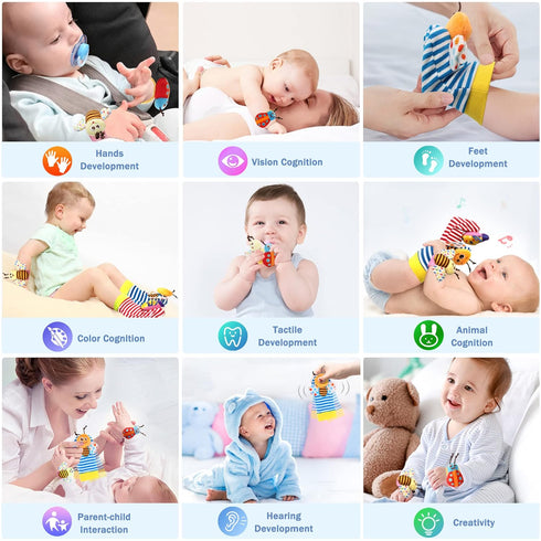 Bloobloomax Baby Rattles Toys for 0-12 Month, Infant Girl Boy Toys for Babies 3-6 Months, Newborn Hand & Foot Toys for 0 to 9 Months, Baby Shower ...