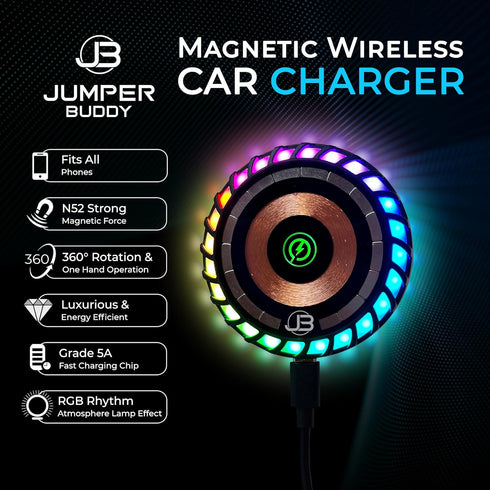 for MagSafe Magnetic Phone Mount Wireless Charger | Music Reactive Lights - Car Cell Phone Holder | Car Mount Universal Air Vent Clip Car Charger ...