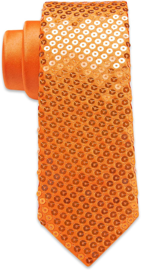 DiBanGu Mens Sequin Skinny Tie and Pocket Square Set,Shiny Solid Necktie Formal Satin Slim Ties for Party Wedding...
