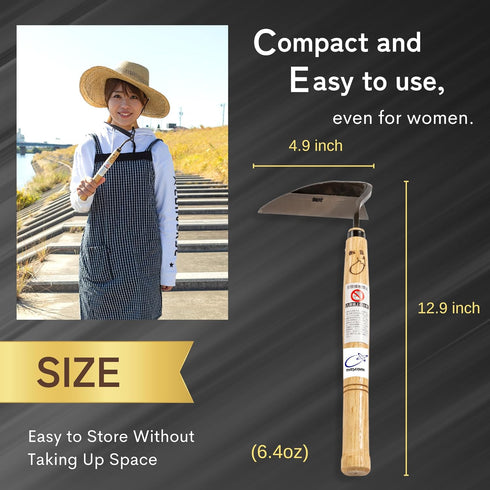 Premium Japanese Weeding Sickle Hand Hoe for Gardening - Ideal for Planting, Plowing, Digging & More - Durable, Ergonomic Design, and Sharp Blade ...