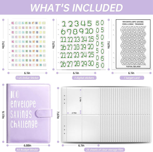100 Envelopes Money Saving Challenge, Budget Planner Easy and Fun Way to Save $5,050, Savings Challenges Book with Cash Envelopes for Office, Home...