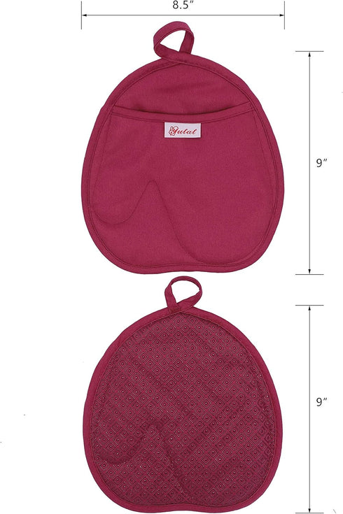 Pot Holders and Oven Mitts Sets 4Pcs, High Heat Resistant Gloves and Potholders, YUTAT Non-Slip Grip Hot Pads with Food Grade Silicone Texture, Pe...