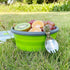 1200ml Collapsible Camping Bowl Silicone Food Storage Container with Lid and Foldable Stainless Steel Fork Spoon, for Picnic, Travel, Camping, RV,...