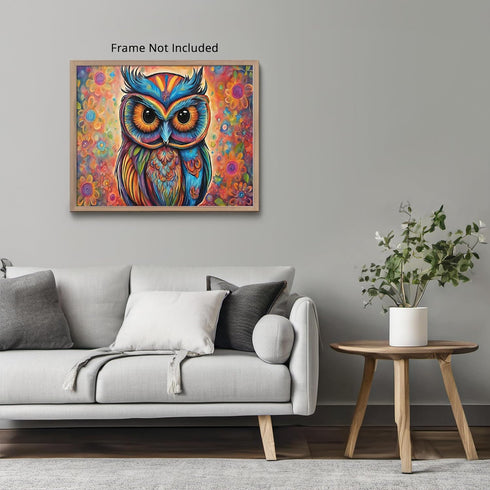 Posterizer 1 pcs- psychedelic funky hippie colorful owl print 4-Fantasy & Fiction Art-Retro Art- Living Room Bedroom Decor- unframed wall art...