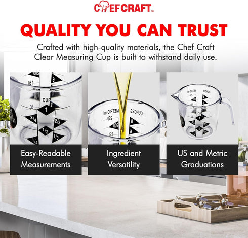 Chef Craft Select Plastic Measuring Cup, 1 Cup Capacity, Clear...