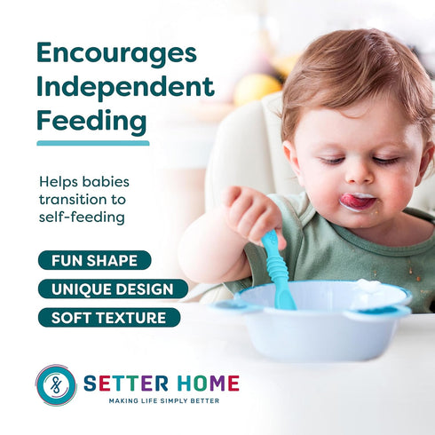 Premium Silicone Baby Spoons - 6 Pack, Self Feeding Training Spoons for Infants & Toddler, First Stage Chewable Baby Led Weaning Utensils, Dishwas...